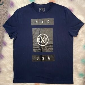 Express‎ Dark Blue Unisex Stretch T Shirt Size XL